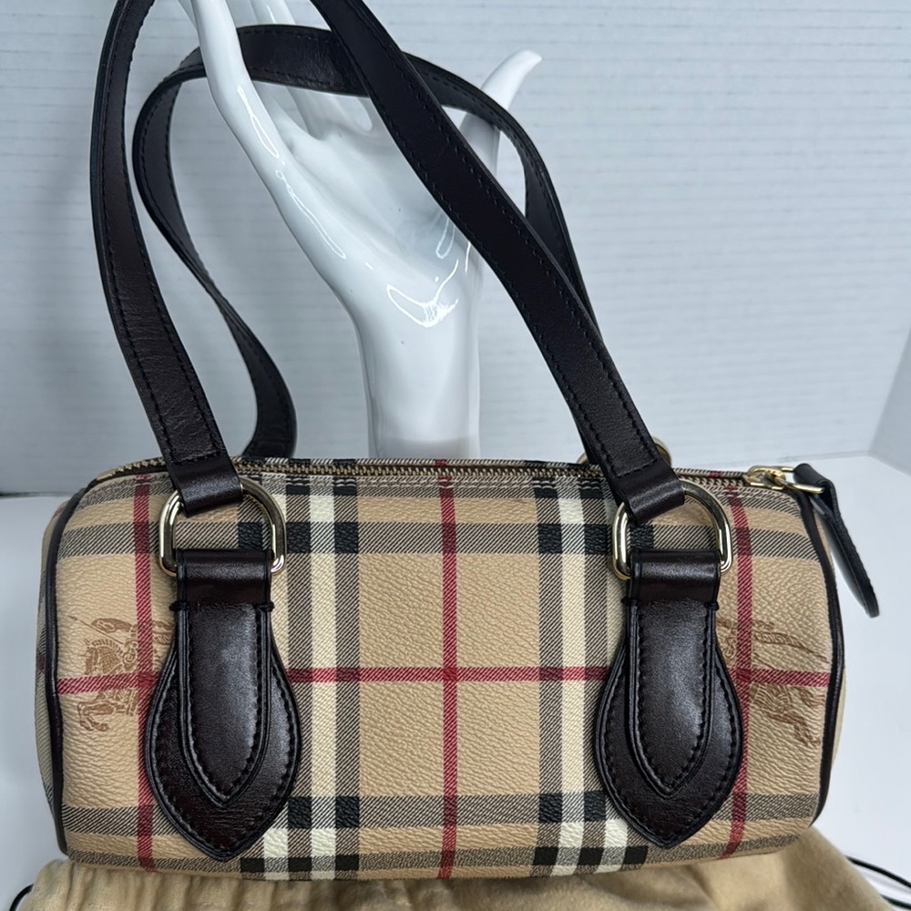 BURBERRY HAYMARKET CHECK BARREL HANDBAG - Picture 3 of 16